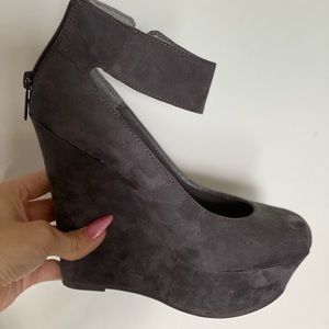 Suede Grey Wedges